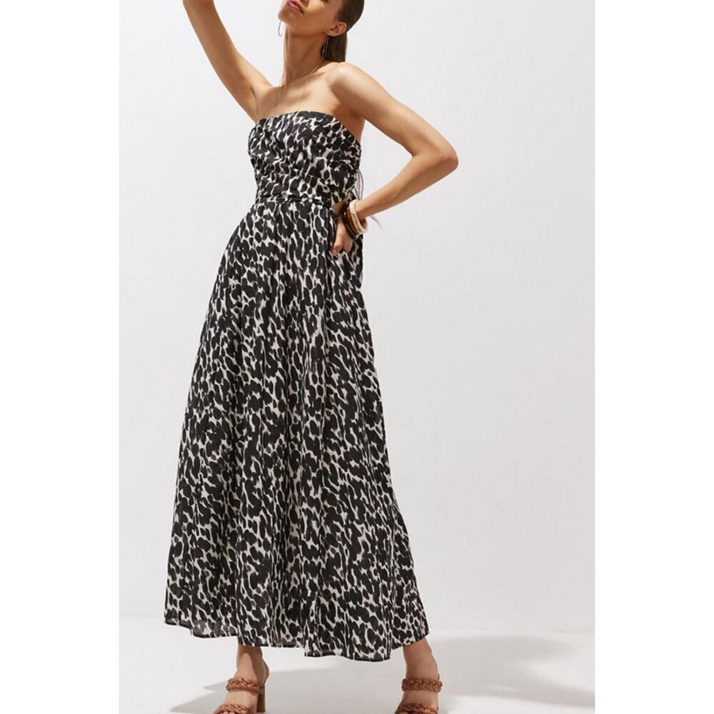 NWT By Anthropologie Black White Cut Out Cotton Cut Out Formal Long Dress sz XL